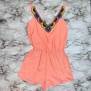 Charlotte Russe Beaded Strappy Romper Pink Women S Barbiecore Soft Girl Summer